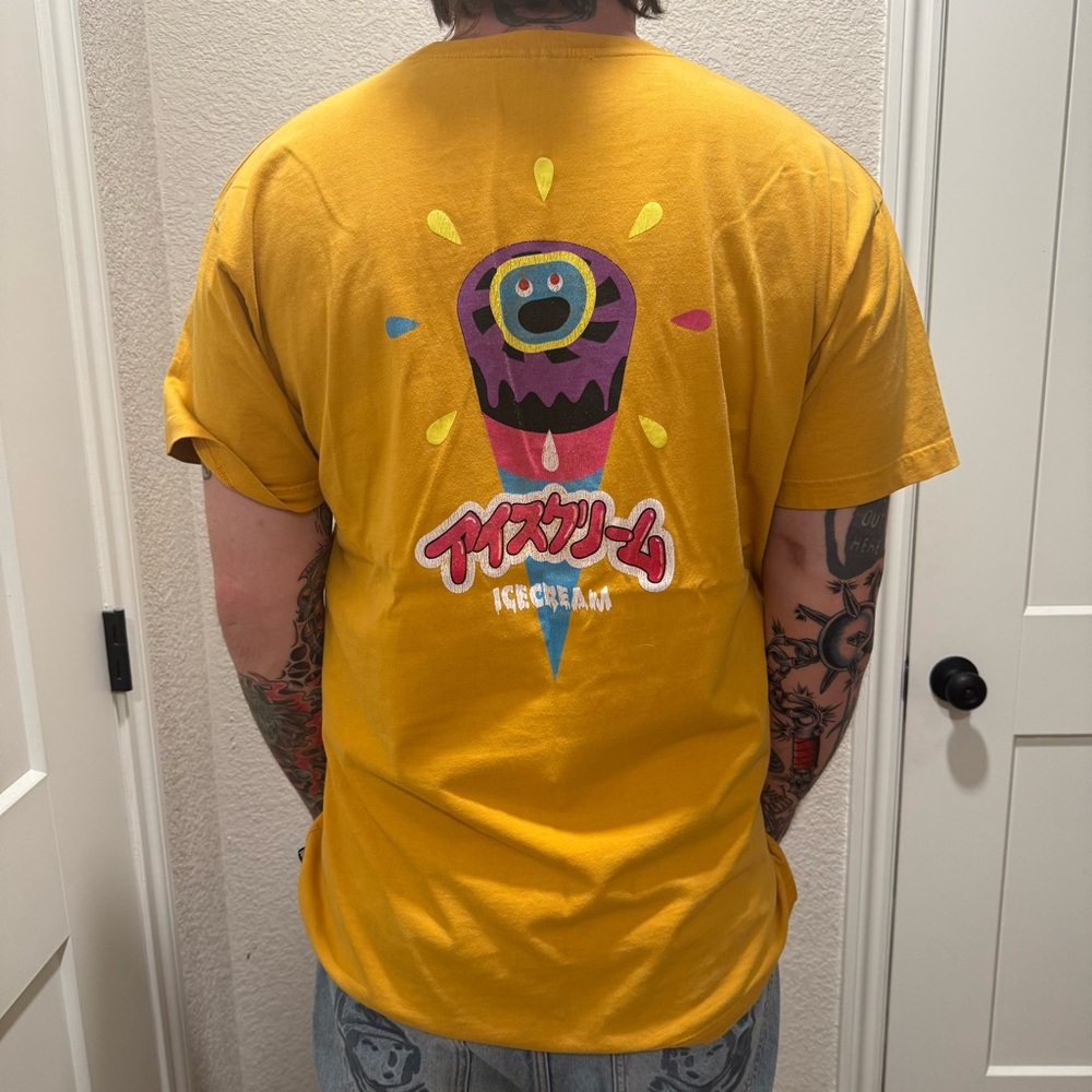 Icecream Yellow Short Sleeve Tee with Graphic Design